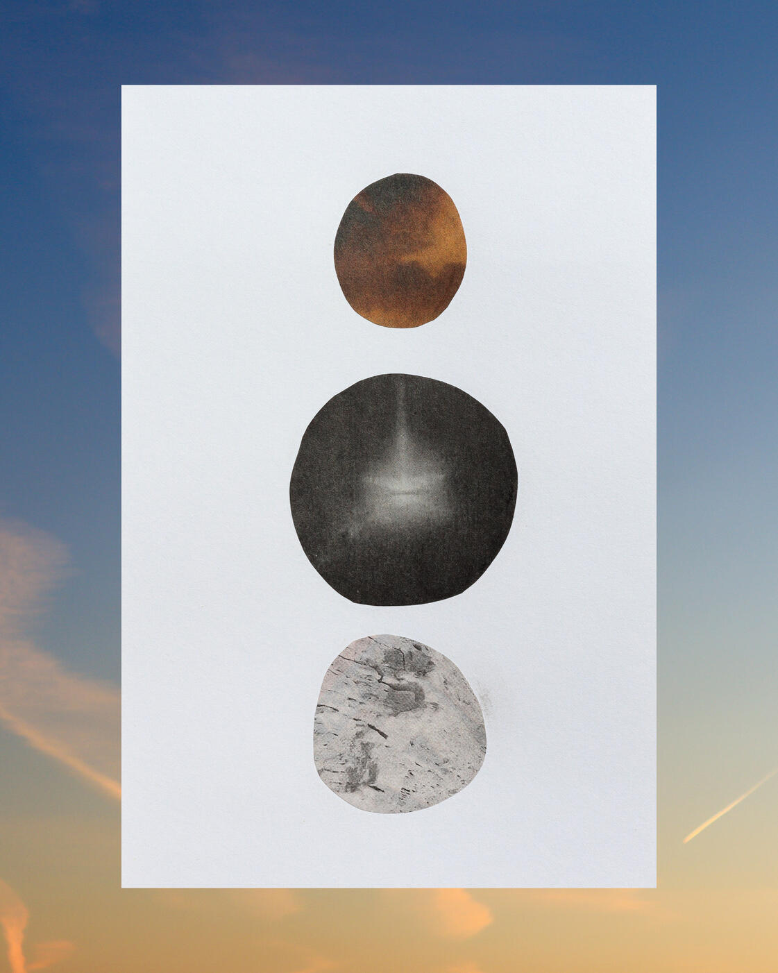cyclical landscape one, 2025, 5.5 x 7.25 inches, collage on paper